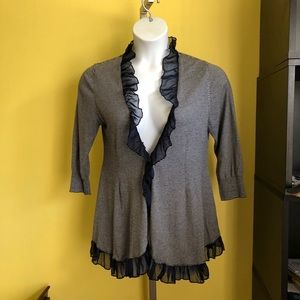 GUINEVERE Anthropologie Ruffle front Cardigan XL
